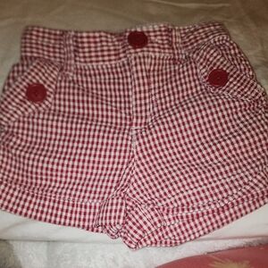 Sz 12-18 Months Baby GAP Red and White Gingham Cotton Cuffed Shorts